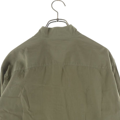 Hermes Stand Collar Half Zip Series Button Long Sleeve Shirt Khaki — view 3