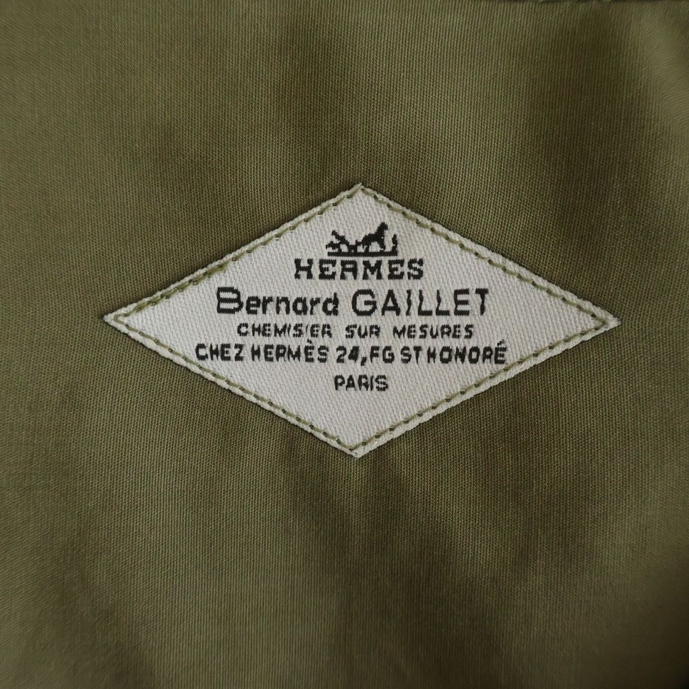 Hermes Stand Collar Half Zip Series Button Long Sleeve Shirt Khaki — view 7