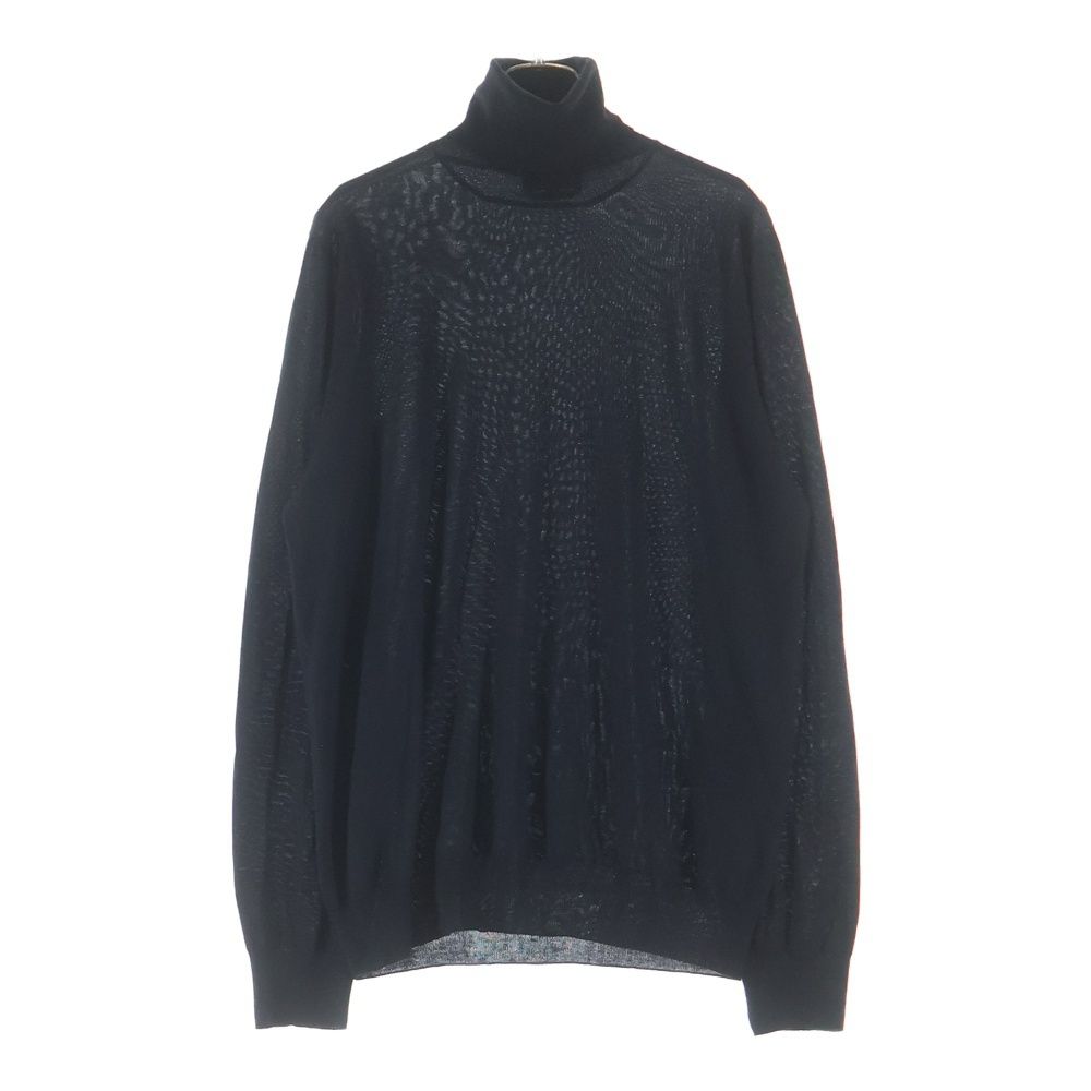 Hermes Silk Blend Cashmere Knit Turtleneck Long Sleeve Sweater Black