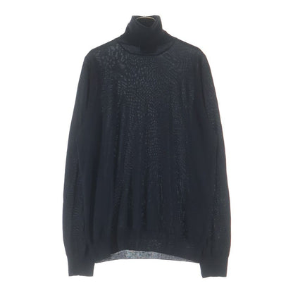 Hermes Silk Blend Cashmere Knit Turtleneck Long Sleeve Sweater Black