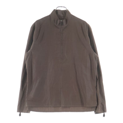 Hermes Stand Collar Half Zip Long Sleeve Shirt Brown