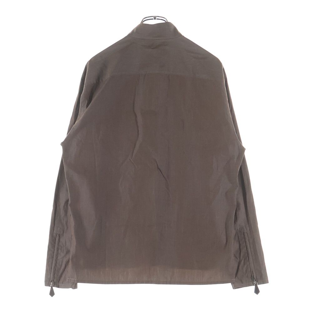Hermes Stand Collar Half Zip Long Sleeve Shirt Brown — view 2