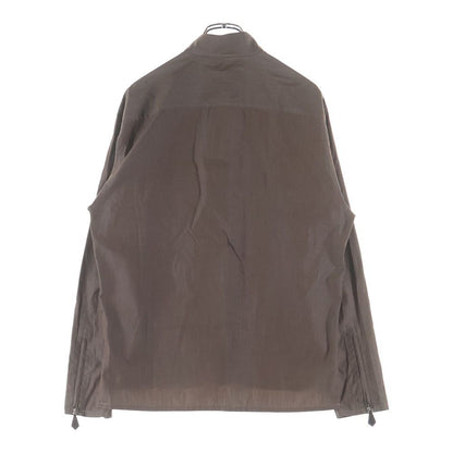 Hermes Stand Collar Half Zip Long Sleeve Shirt Brown — view 2