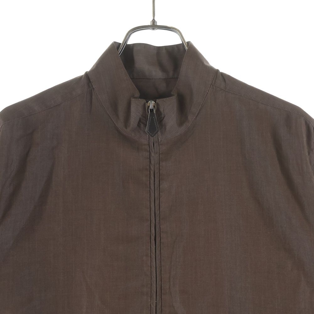 Hermes Stand Collar Half Zip Long Sleeve Shirt Brown — view 3