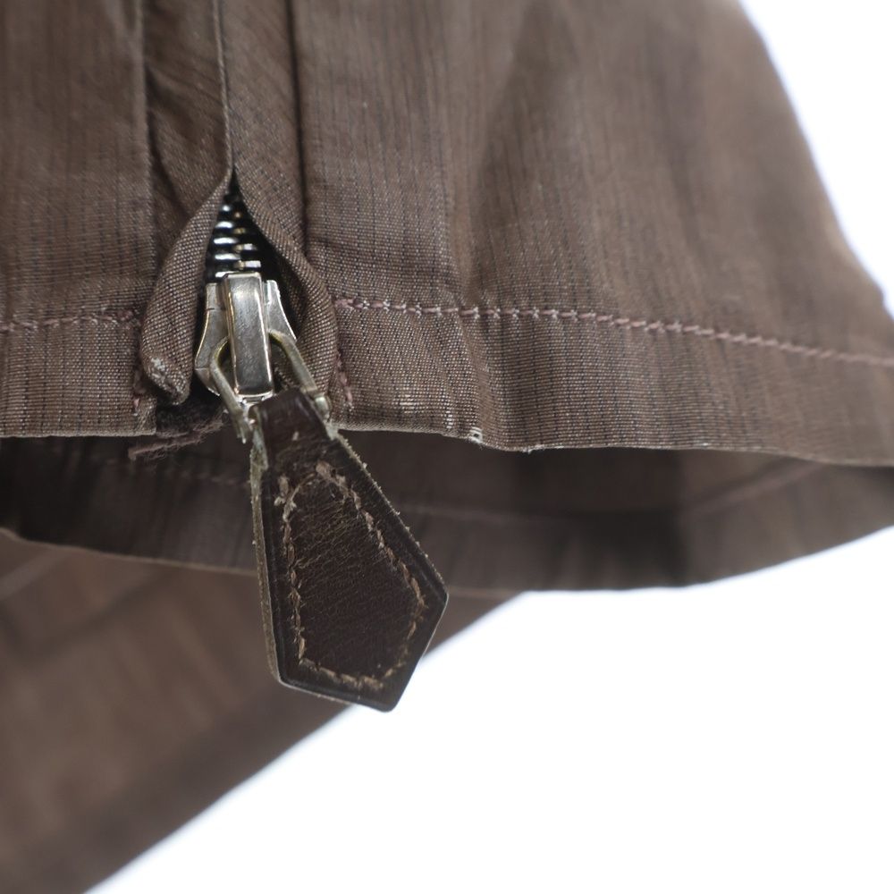 Hermes Stand Collar Half Zip Long Sleeve Shirt Brown — view 5