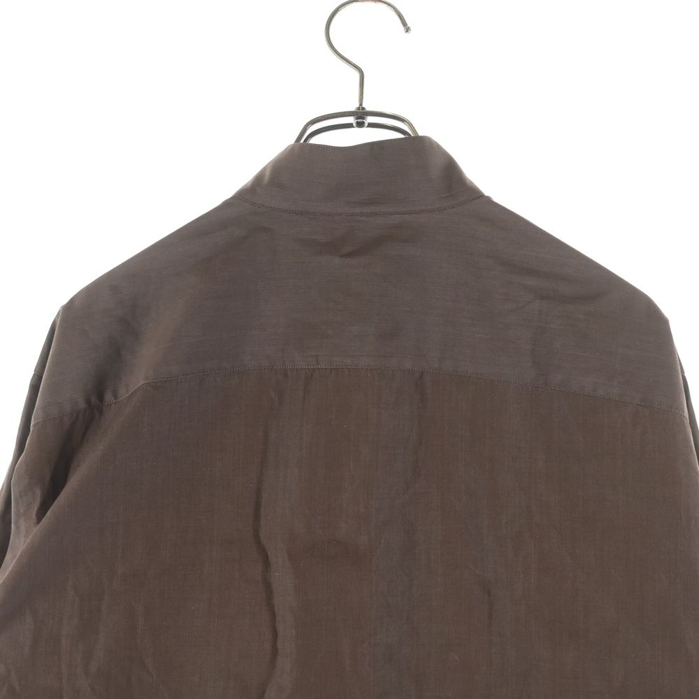Hermes Stand Collar Half Zip Long Sleeve Shirt Brown — view 4