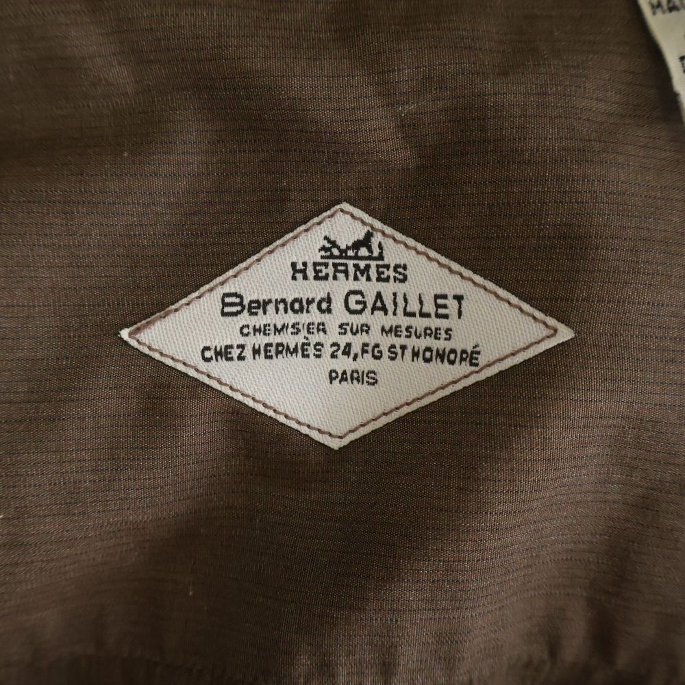 Hermes Stand Collar Half Zip Long Sleeve Shirt Brown — view 7