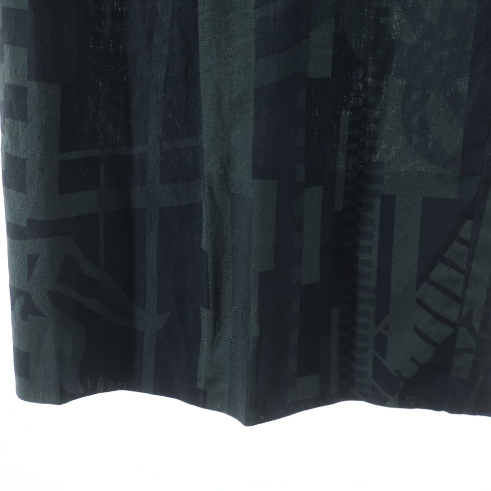 Hermes Geometric Allover Print 1 Tuck Cotton Trousers Pants Green — view 5