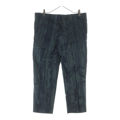 Hermes Geometric Allover Print 1 Tuck Cotton Trousers Pants Green — view 2
