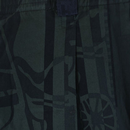 Hermes Geometric Allover Print 1 Tuck Cotton Trousers Pants Green — view 4
