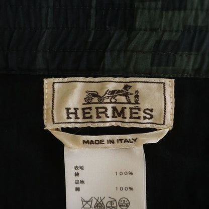 Hermes Geometric Allover Print 1 Tuck Cotton Trousers Pants Green — view 6