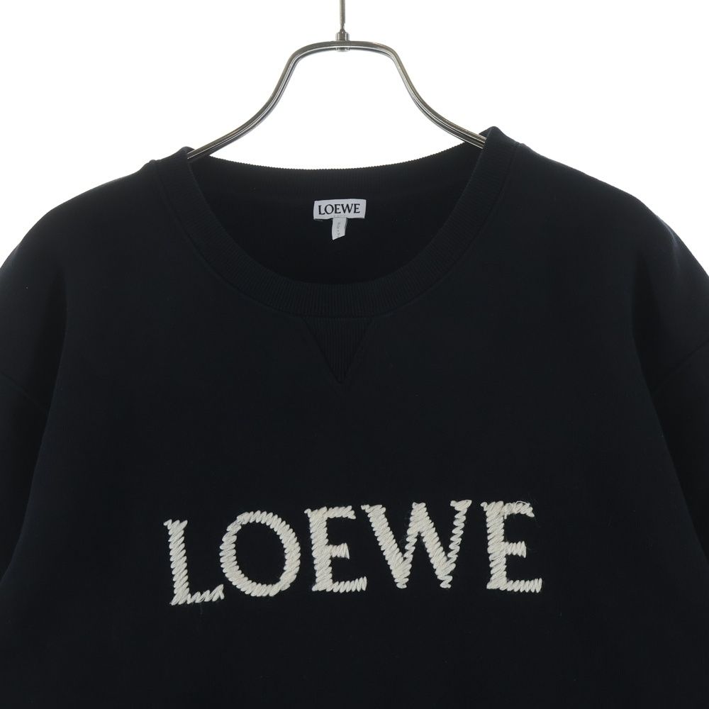 Loewe Logo Embroidery Crew Neck Long Sleeve Sweatshirt Black — view 3