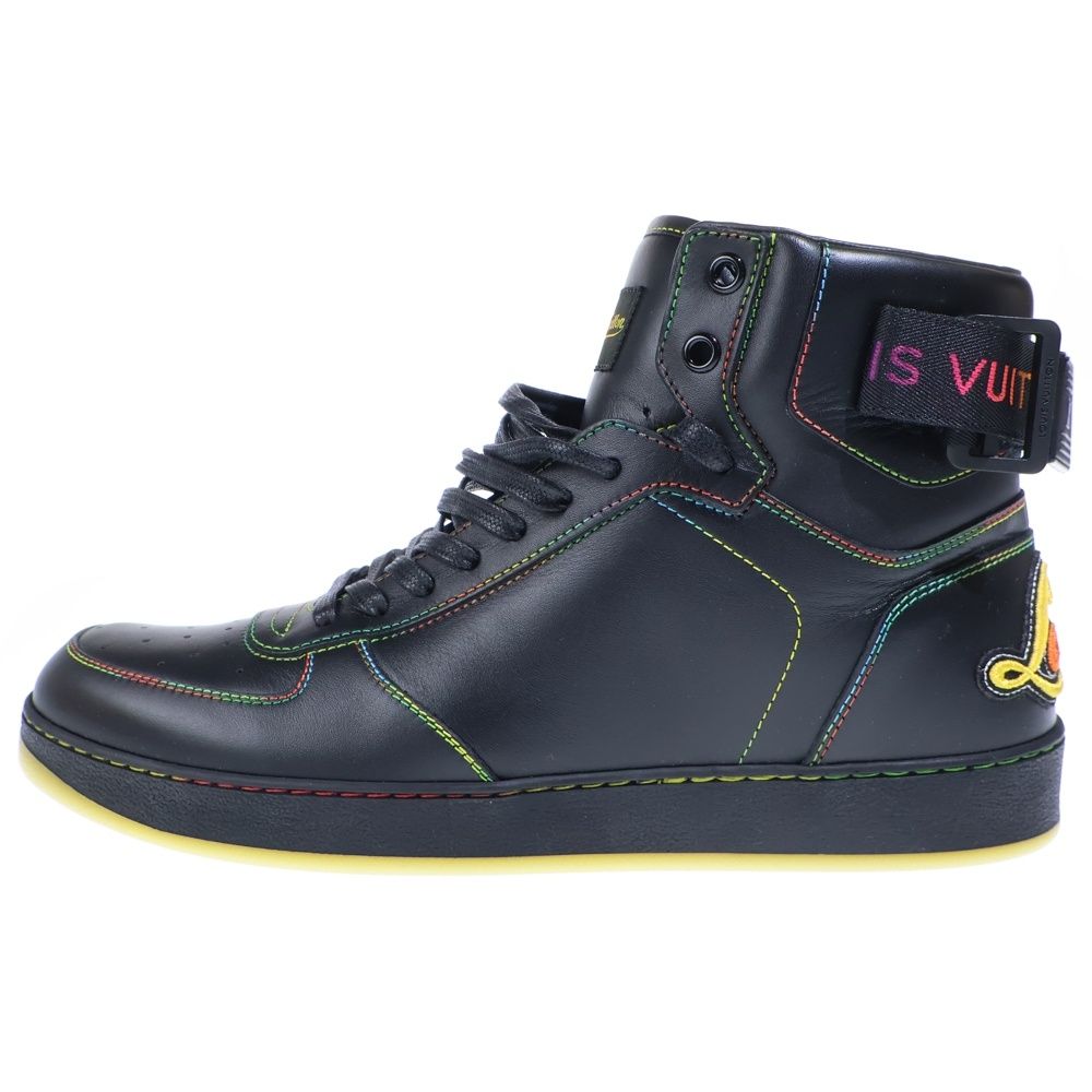 Louis Vuitton Rivoli Line Rainbow Stitch High Cut Sneakers Black 7