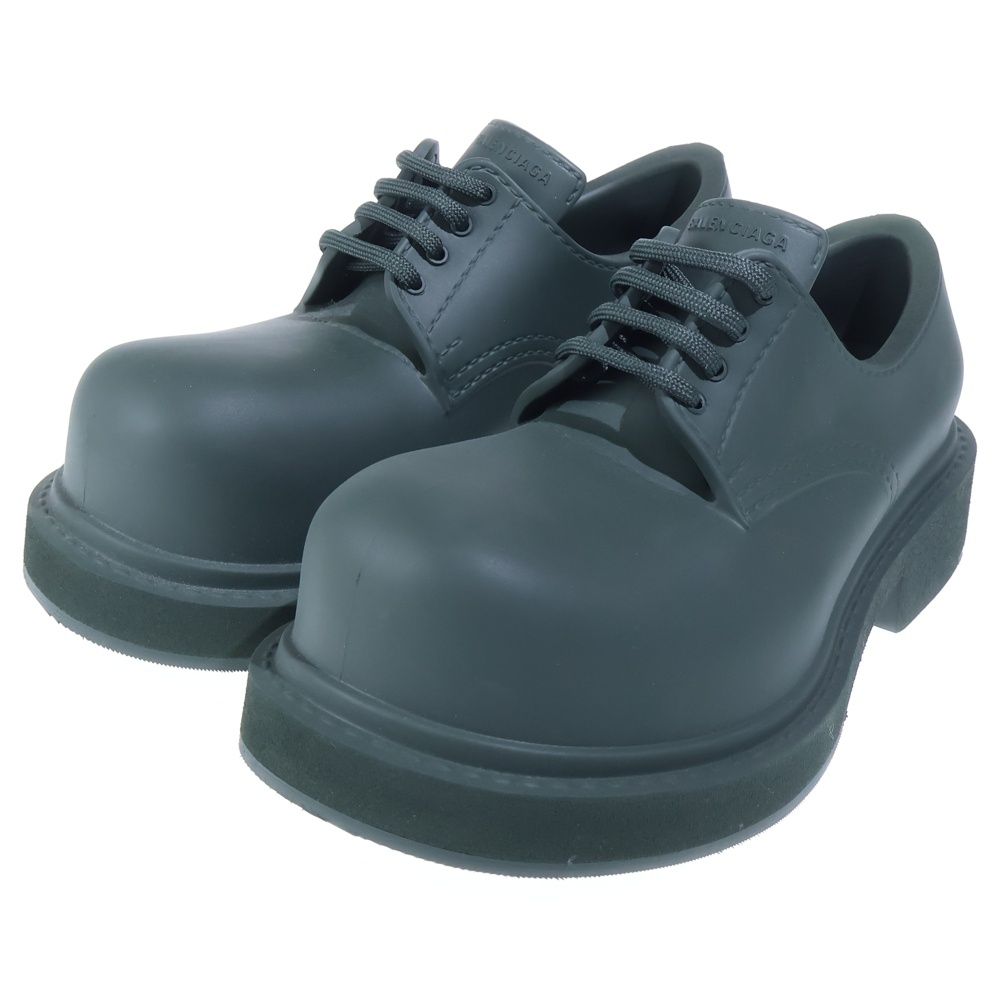 Balenciaga Steroid Derby Rubber Lace Up Low Cut Shoes Green — view 2