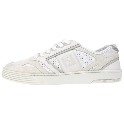 Fendi Zucca Pattern Leather Low Cut Sneakers Shoes White