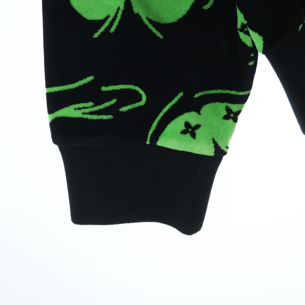 Louis Vuitton LV Eyes Graphic Velour Pullover Sweatshirt Hoodie Black Green — view 4