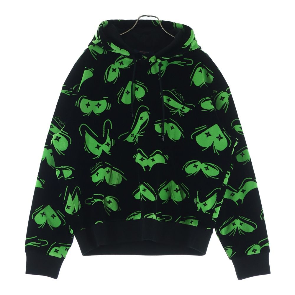 Louis Vuitton LV Eyes Graphic Velour Pullover Sweatshirt Hoodie Black Green