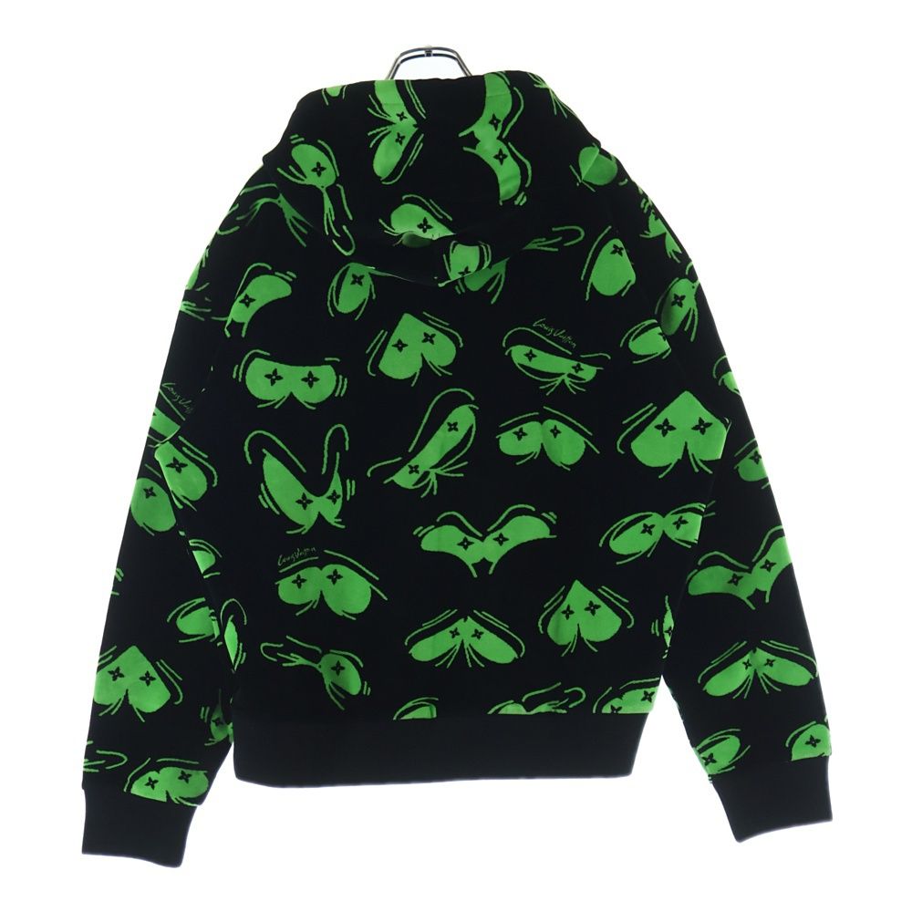 Louis Vuitton LV Eyes Graphic Velour Pullover Sweatshirt Hoodie Black Green — view 2