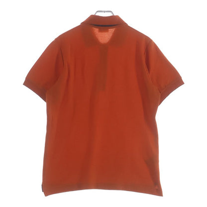 Hermes Front Logo Button Short Sleeve Polo Shirt Orange — view 2