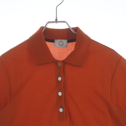 Hermes Front Logo Button Short Sleeve Polo Shirt Orange — view 3