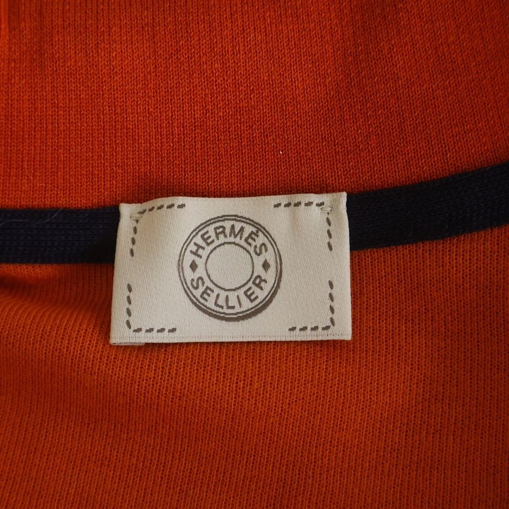 Hermes Front Logo Button Short Sleeve Polo Shirt Orange — view 6