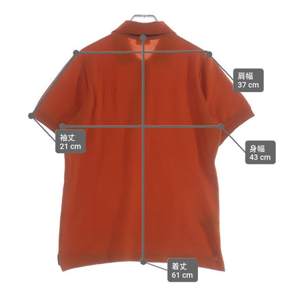 Hermes Front Logo Button Short Sleeve Polo Shirt Orange — view 9
