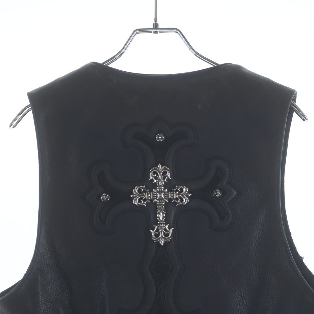 Chrome Hearts Zip Frnt Vest Filigree Decoration Cross Ball Button Leather — view 4