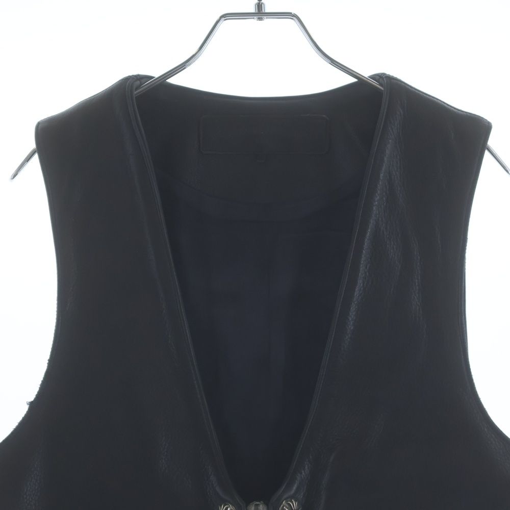 Chrome Hearts Zip Frnt Vest Filigree Decoration Cross Ball Button Leather — view 3