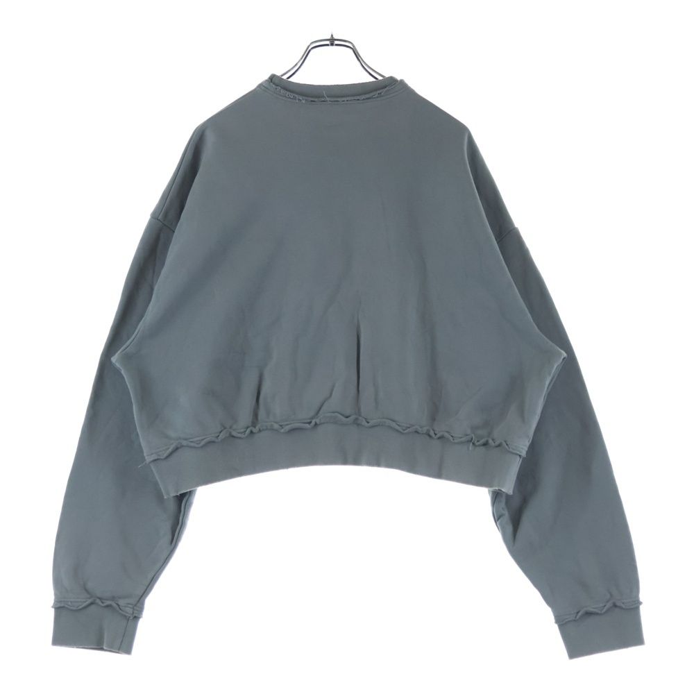 Miu Miu Distressed Short Length Logo Crew Neck Sweatshirt Gray — view 2