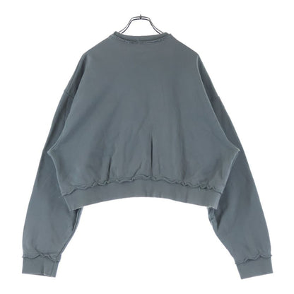 Miu Miu Distressed Short Length Logo Crew Neck Sweatshirt Gray — view 2