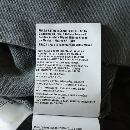 Miu Miu Distressed Short Length Logo Crew Neck Sweatshirt Gray — view 7