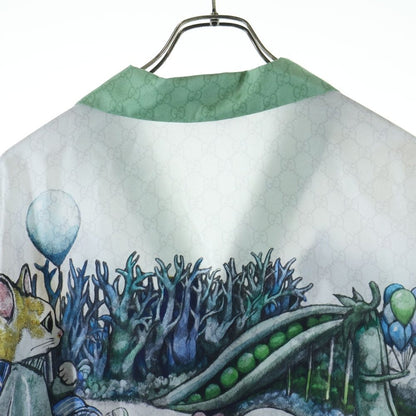 Gucci Yuko Higuchi GG Allover Graphic Print Silk Short Sleeve Open Collar Shirt — view 4
