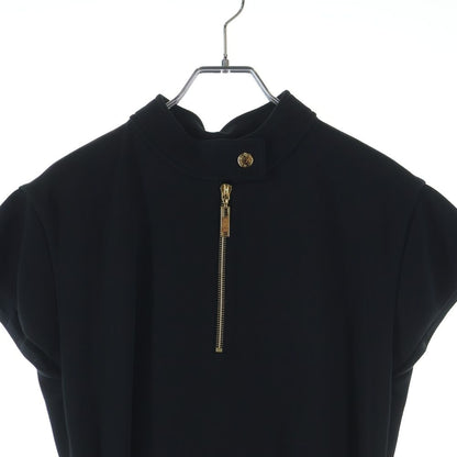 Louis Vuitton Wool Belt Stand Collar Short Sleeve Mini Dress Ruffle Black When — view 3