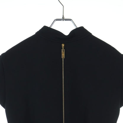 Louis Vuitton Wool Belt Stand Collar Short Sleeve Mini Dress Ruffle Black When — view 4