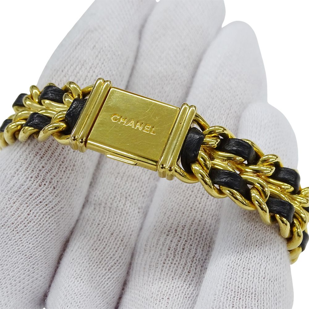 Chanel Watch Premiere Quartz Leather M Square Gold Black — view 6