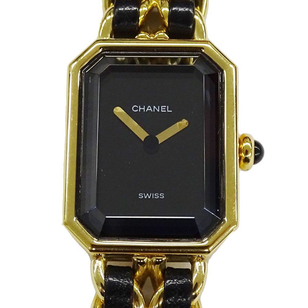 Chanel Watch Premiere Quartz Leather M Square Gold Black — view 2