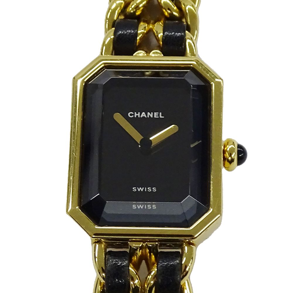 Chanel Watch Premiere Quartz Leather L Square Gold Black — view 2