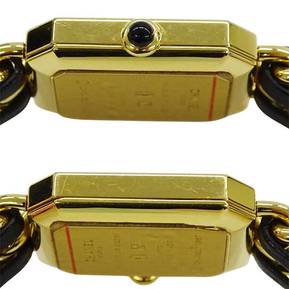 Chanel Watch Premiere Quartz Leather L Square Gold Black — view 3