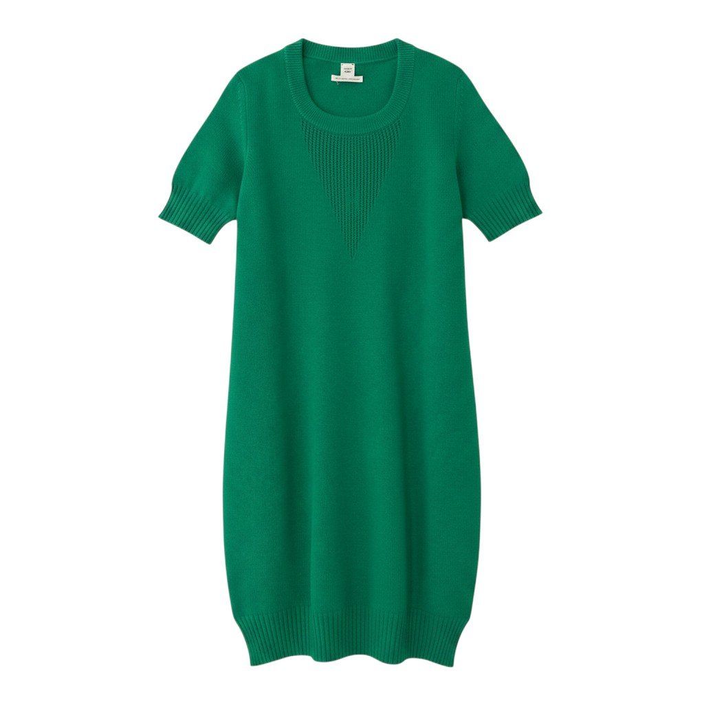 Hermes Front Cashmere Knit Dress Logo 40 Green
