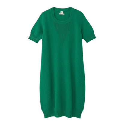 Hermes Front Cashmere Knit Dress Logo 40 Green