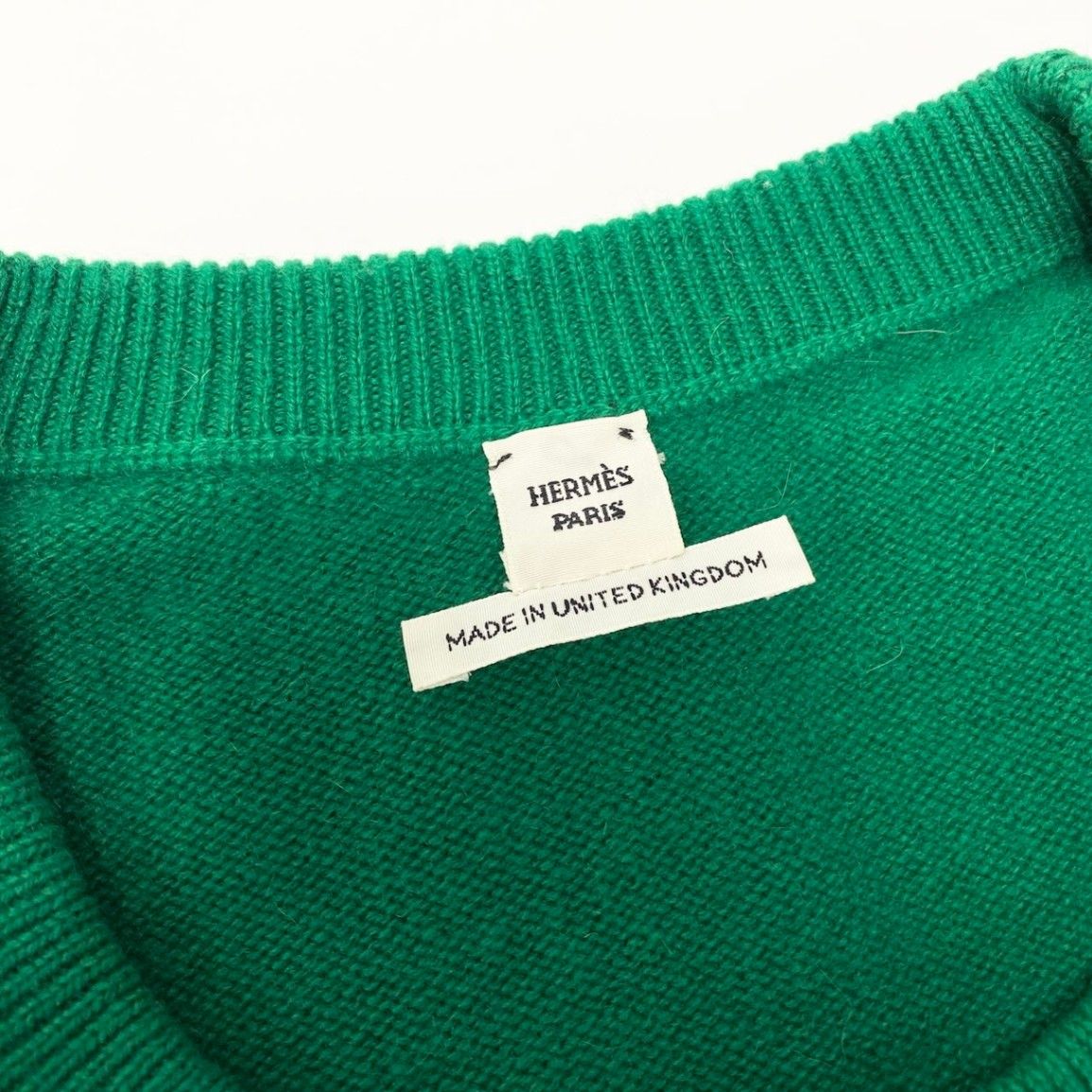 Hermes Front Cashmere Knit Dress Logo 40 Green — view 7