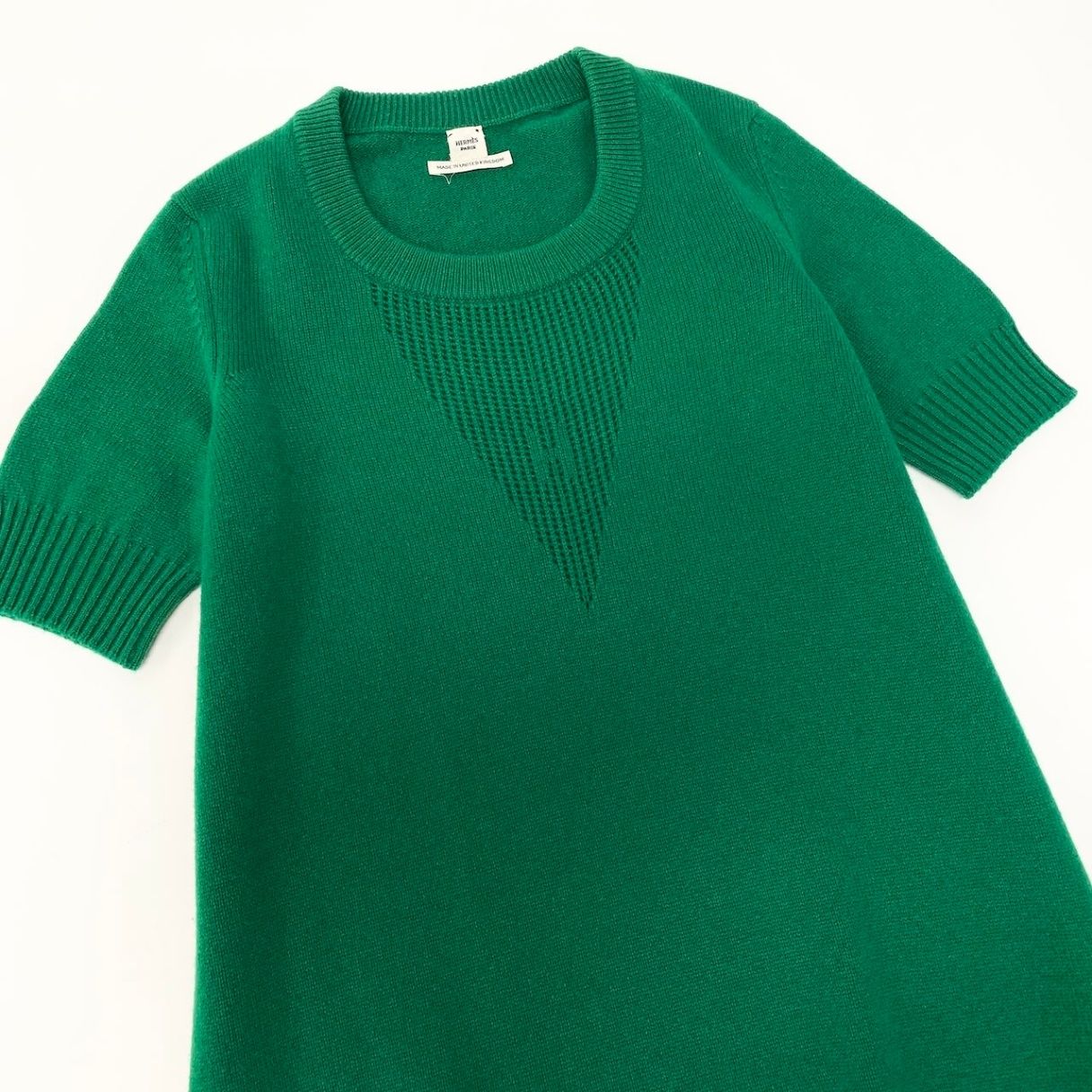 Hermes Front Cashmere Knit Dress Logo 40 Green — view 4