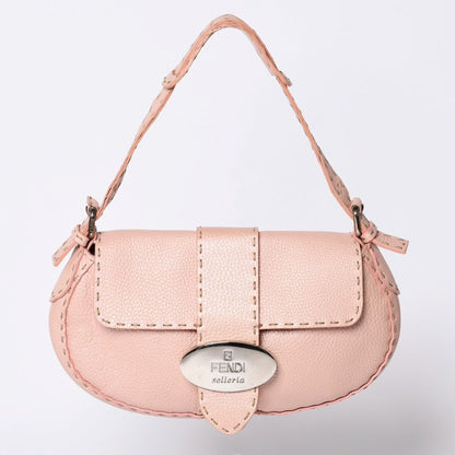 Fendi Selleria Stitch Hand Shoulder Bag Leather Pink