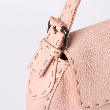Fendi Selleria Stitch Hand Shoulder Bag Leather Pink — view 5