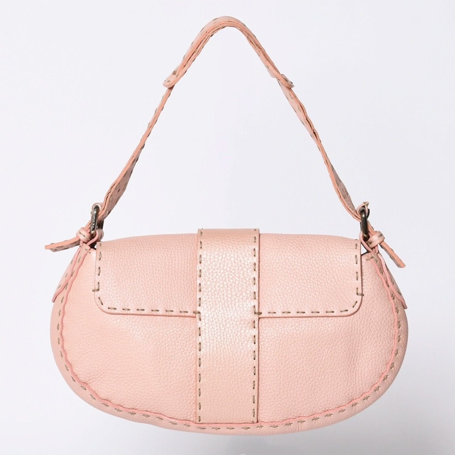 Fendi Selleria Stitch Hand Shoulder Bag Leather Pink — view 2