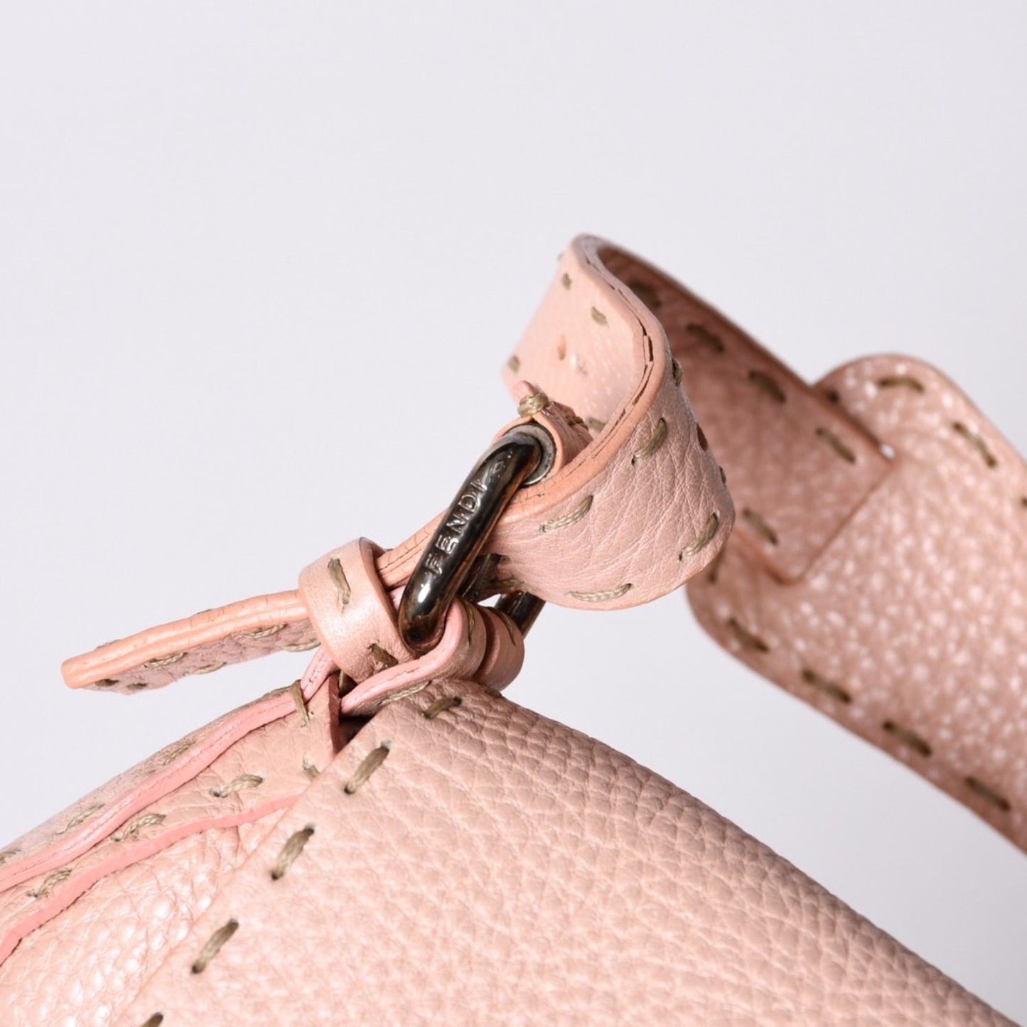 Fendi Selleria Stitch Hand Shoulder Bag Leather Pink — view 6
