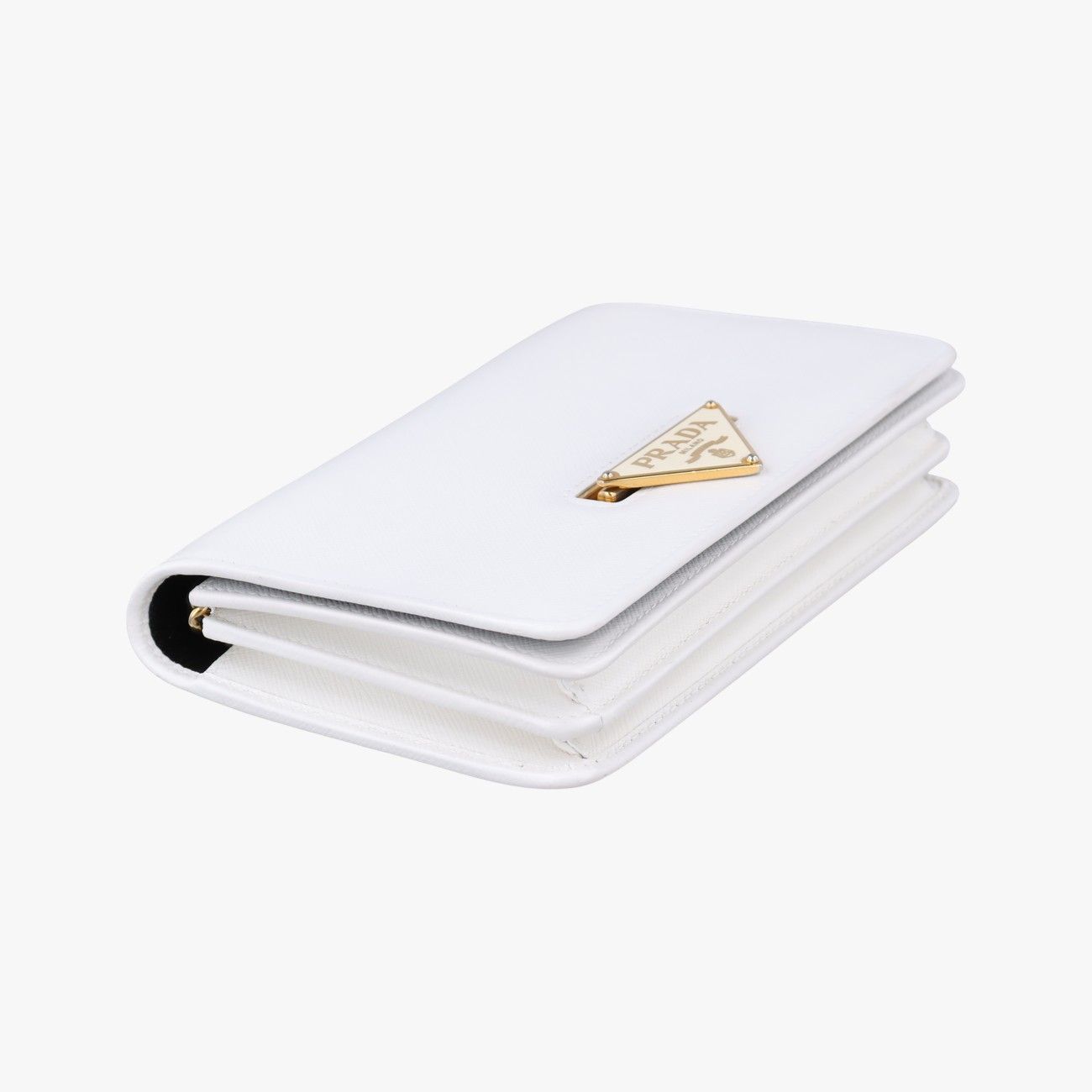 Prada Triangle Logo White Saffiano Leather Messenger Bag — view 5