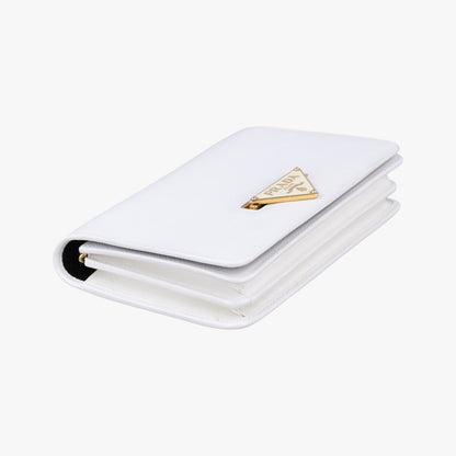Prada Triangle Logo White Saffiano Leather Messenger Bag — view 5