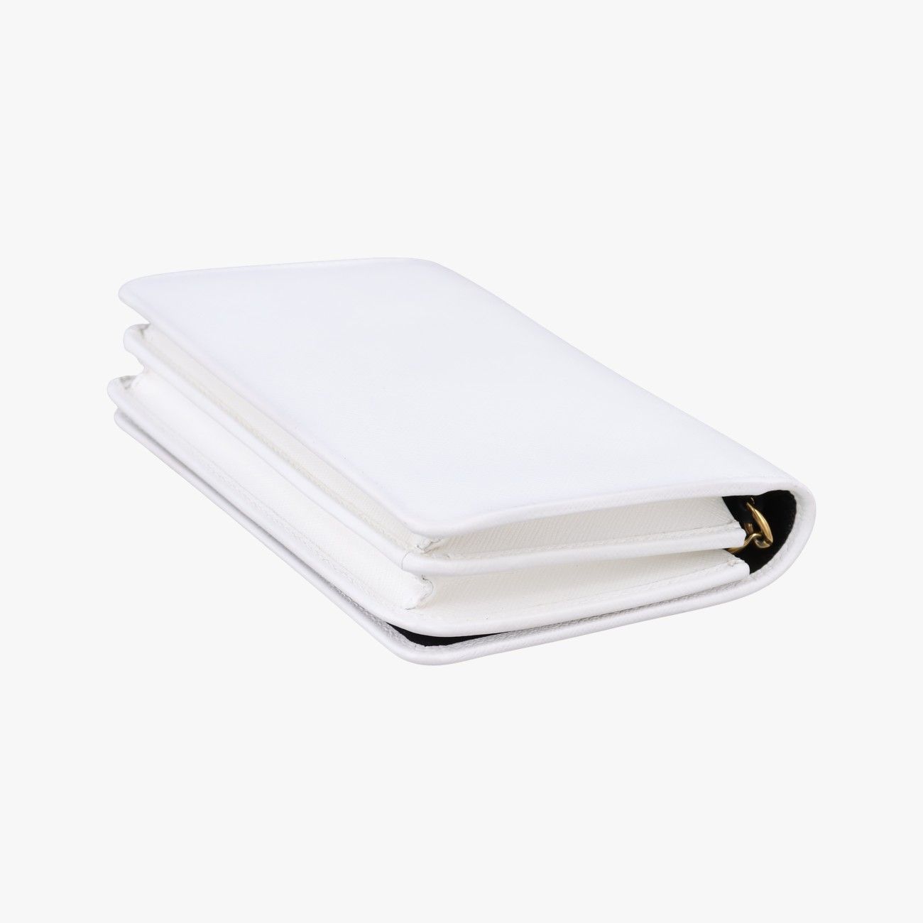 Prada Triangle Logo White Saffiano Leather Messenger Bag — view 6