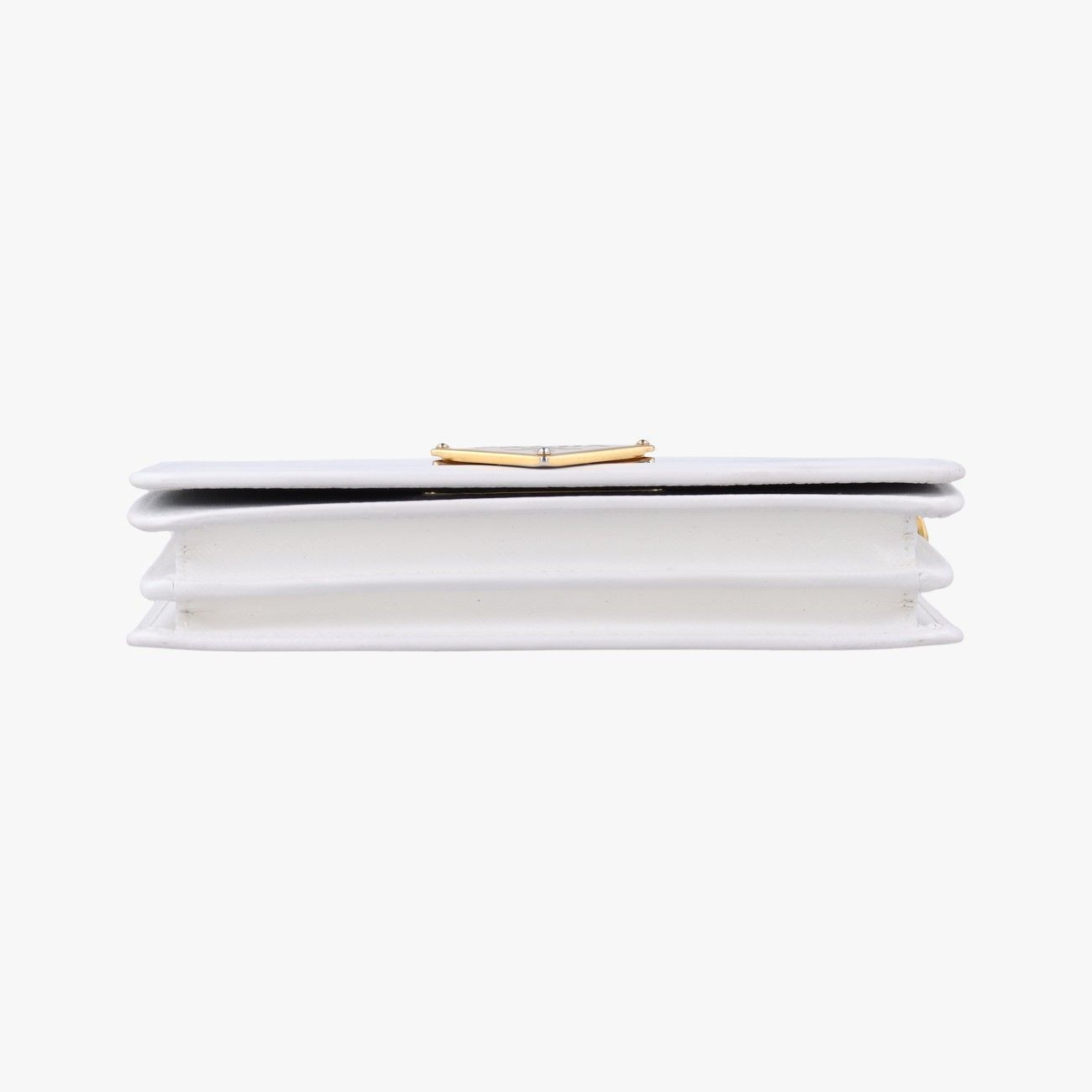 Prada Triangle Logo White Saffiano Leather Messenger Bag — view 3
